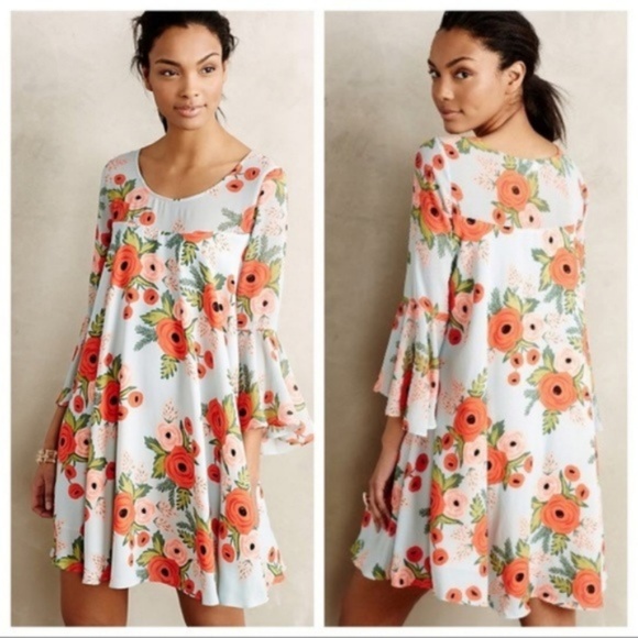 Anthropologie Rifle Paper Fluttered Blooms Dress LIKE NEW Size XS - Picture 1 of 7